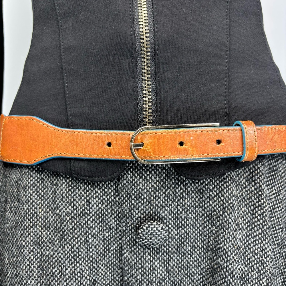 Linea Pelle Chestnut Brown Teal Blue Boho Braided Leather Belt Curved Buckle M/L - Picture 10 of 11
